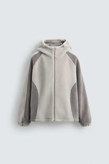 JACKE IN BLOCKFARBEN MIT TEDDYFELL-OPTIK - Cremefarben von Zara