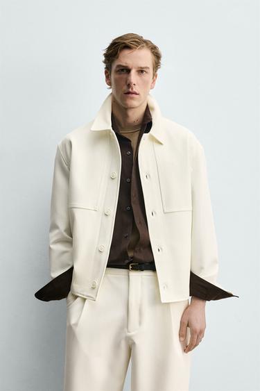 BOXY FIT OVERSHIRT - Oyster-white by Zara