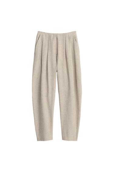 LIMITED EDITION STRIPED LINEN BLEND TROUSERS - striped by Zara