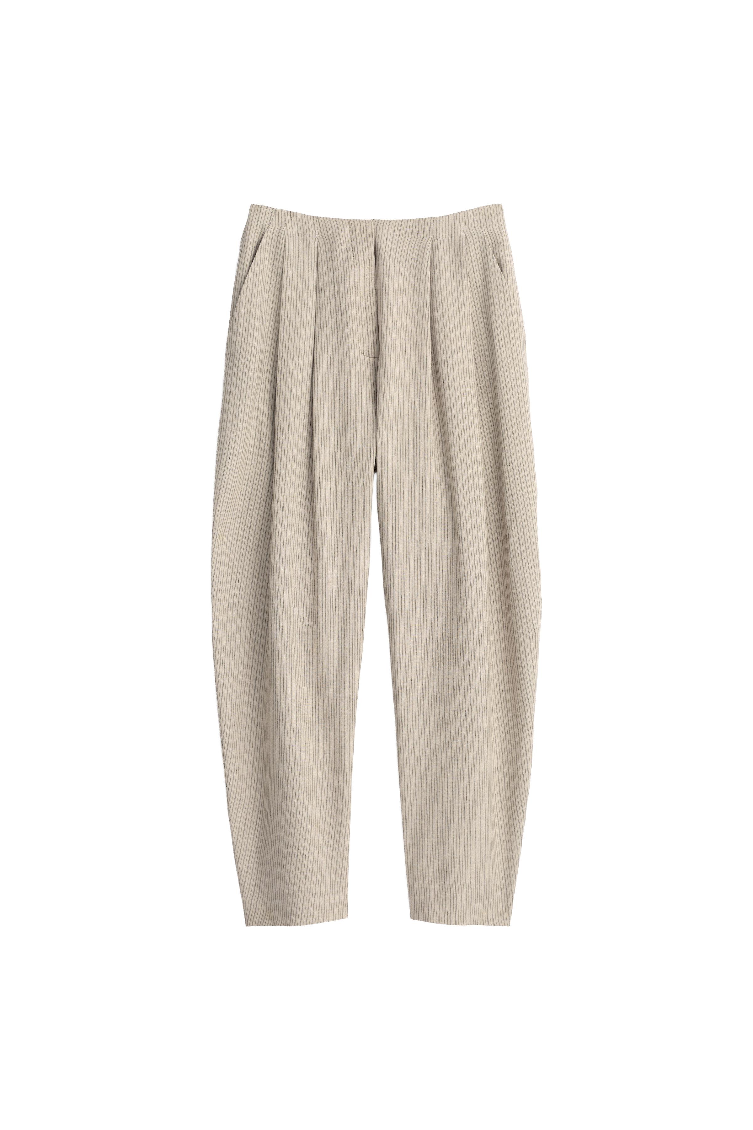 LIMITED EDITION LINEN BLEND STRIPED PANTS