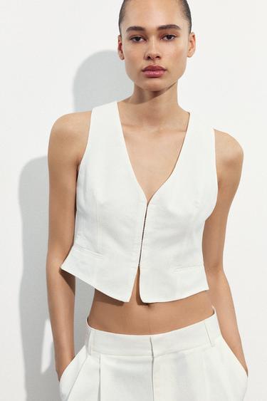 WAISTCOAT WITH TAB - Ecru by Zara