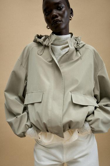 COATED HOODED JACKET - Khaki by Zara