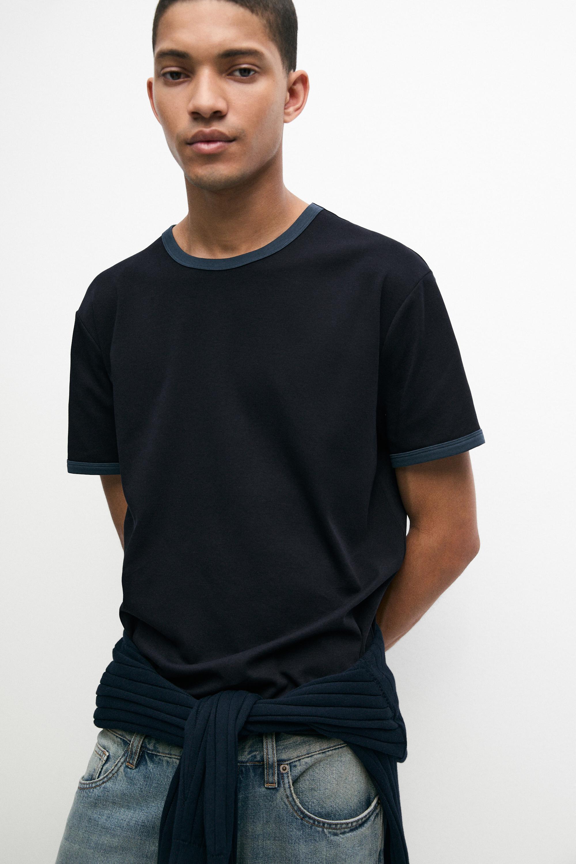 T-shirt 100 % coton col contrastant