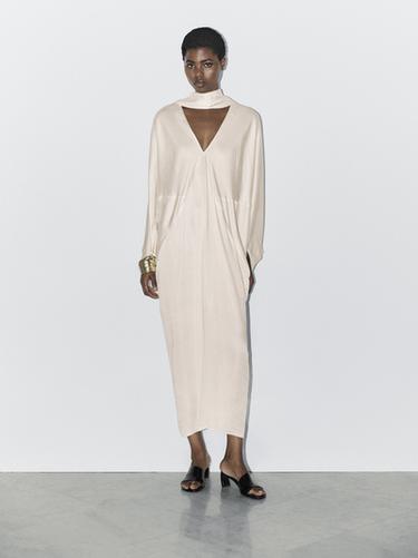 Zara Flowing satin kimono dress - STUDIO - Ecru - Image 0