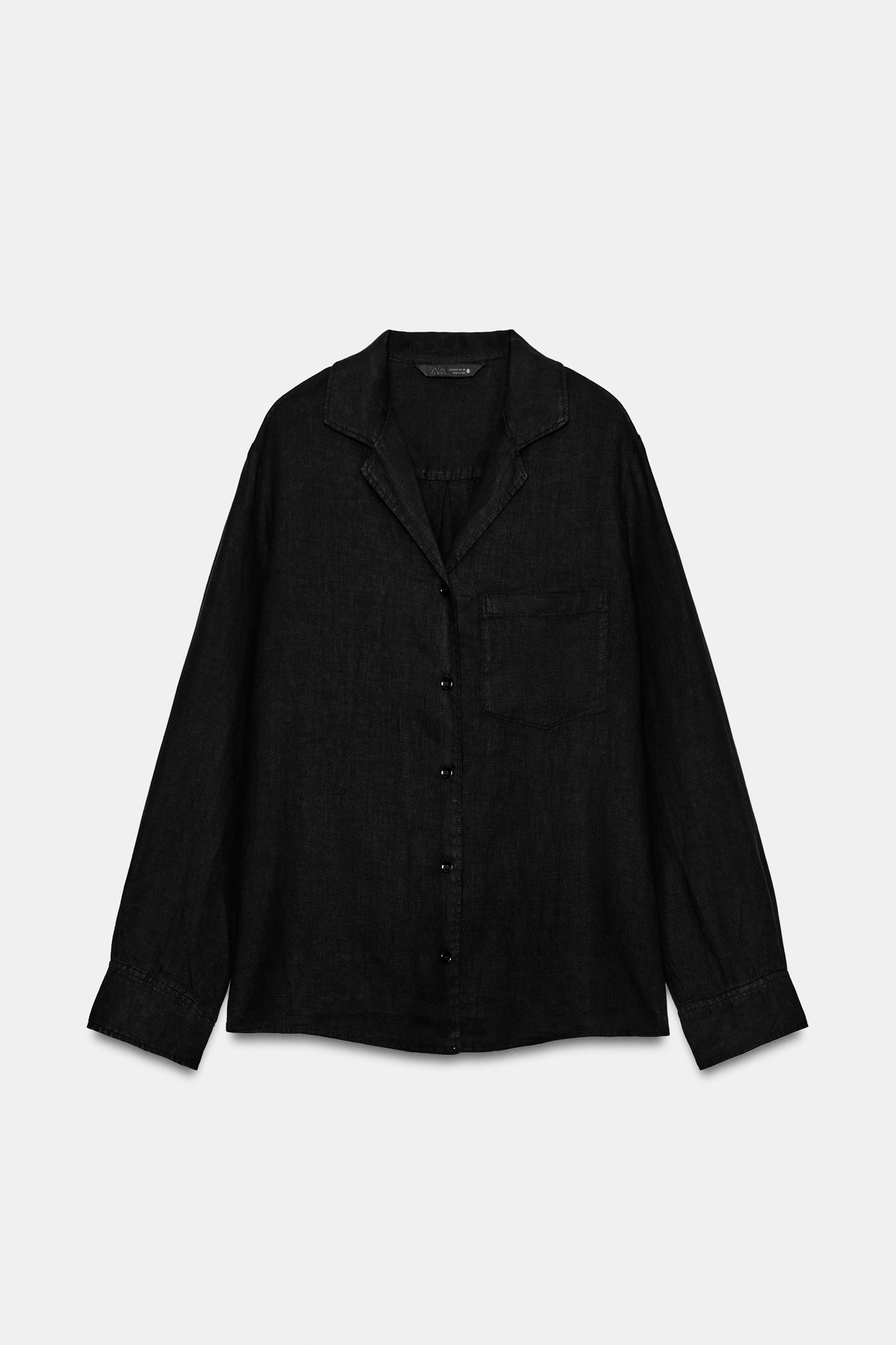 Женские рубашки Zara 100% LINEN POCKET SHIRT ZW COLLECTION — фото 6
