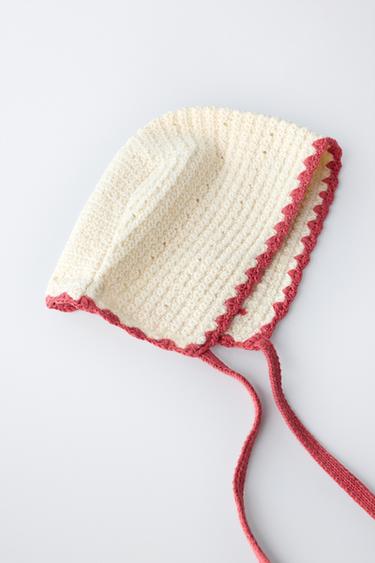 EMBROIDERED CHERRY KNIT BONNET - Ecru by Zara - Image 3