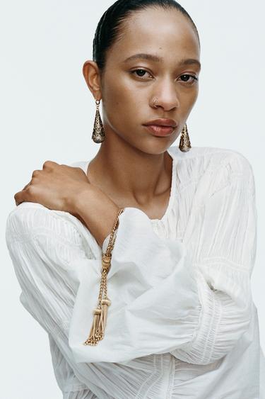 TEXTURED CONE EARRINGS - matt gold by Zara - Image 0