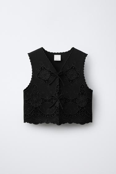 EMBROIDERED WAISTCOAT - Black by Zara