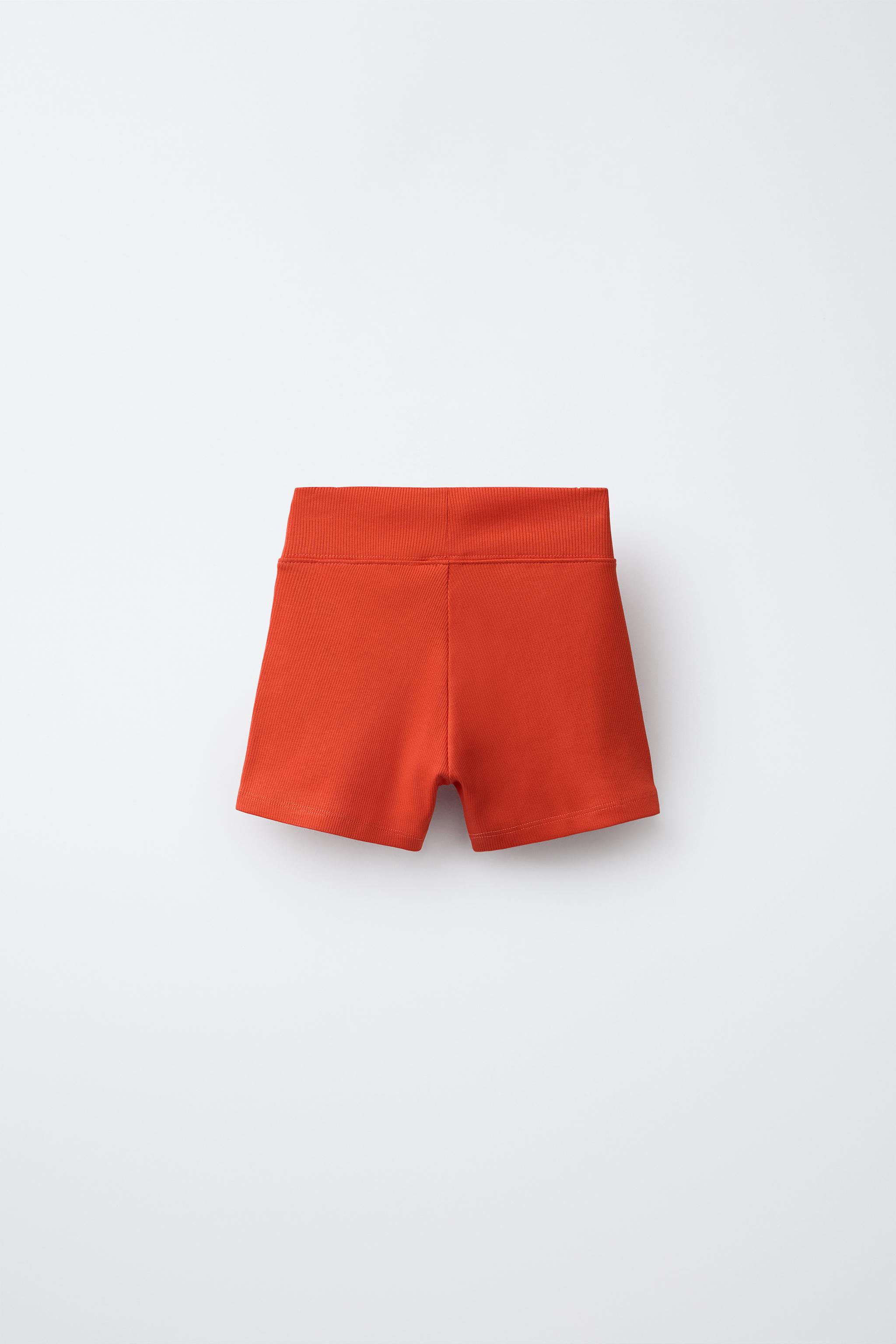 RIBBED CROPPED LEGGINGS — Orange