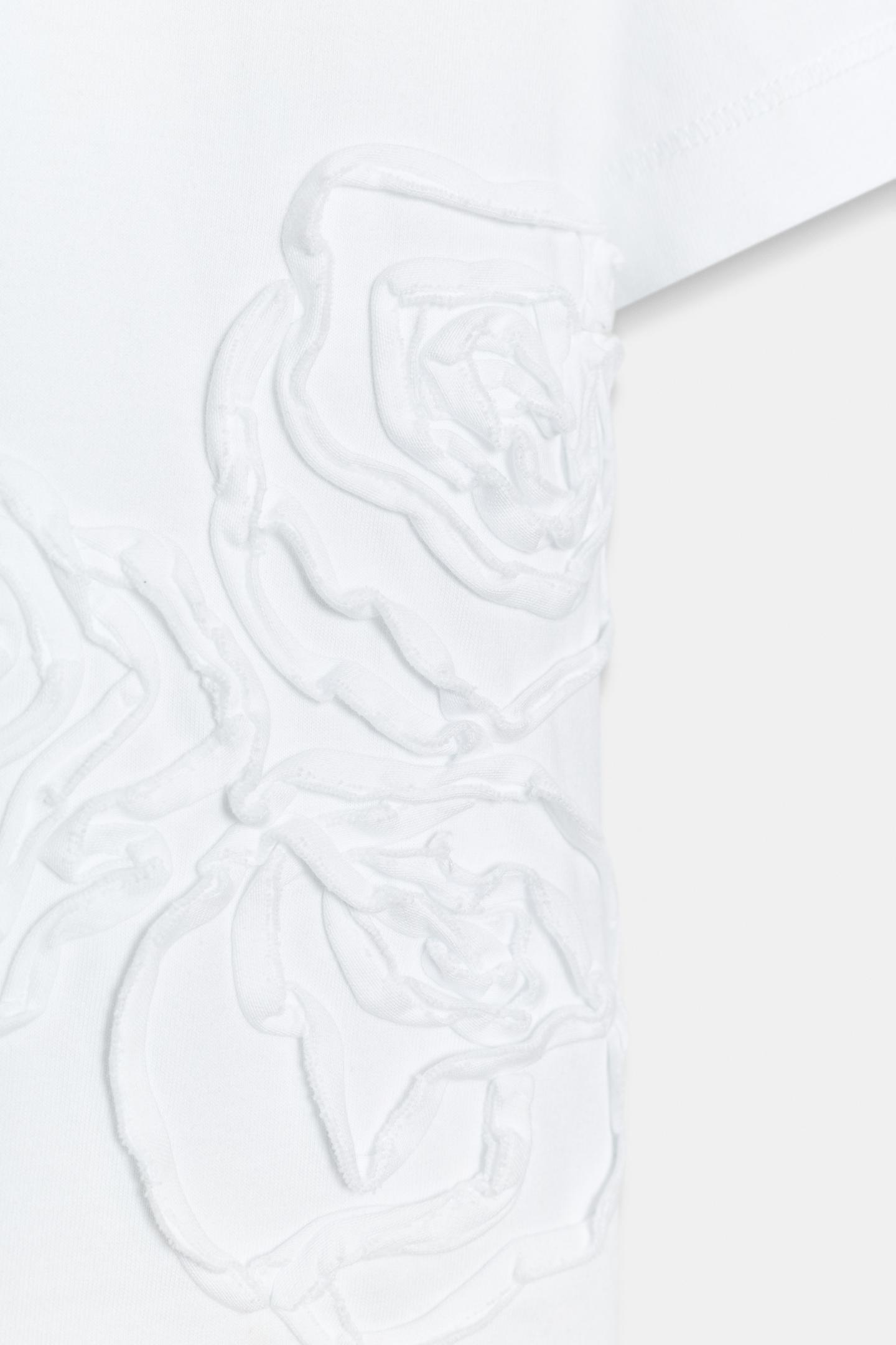 Женская футболка Zara Embossed Flower, цвет: Белый — фото 8