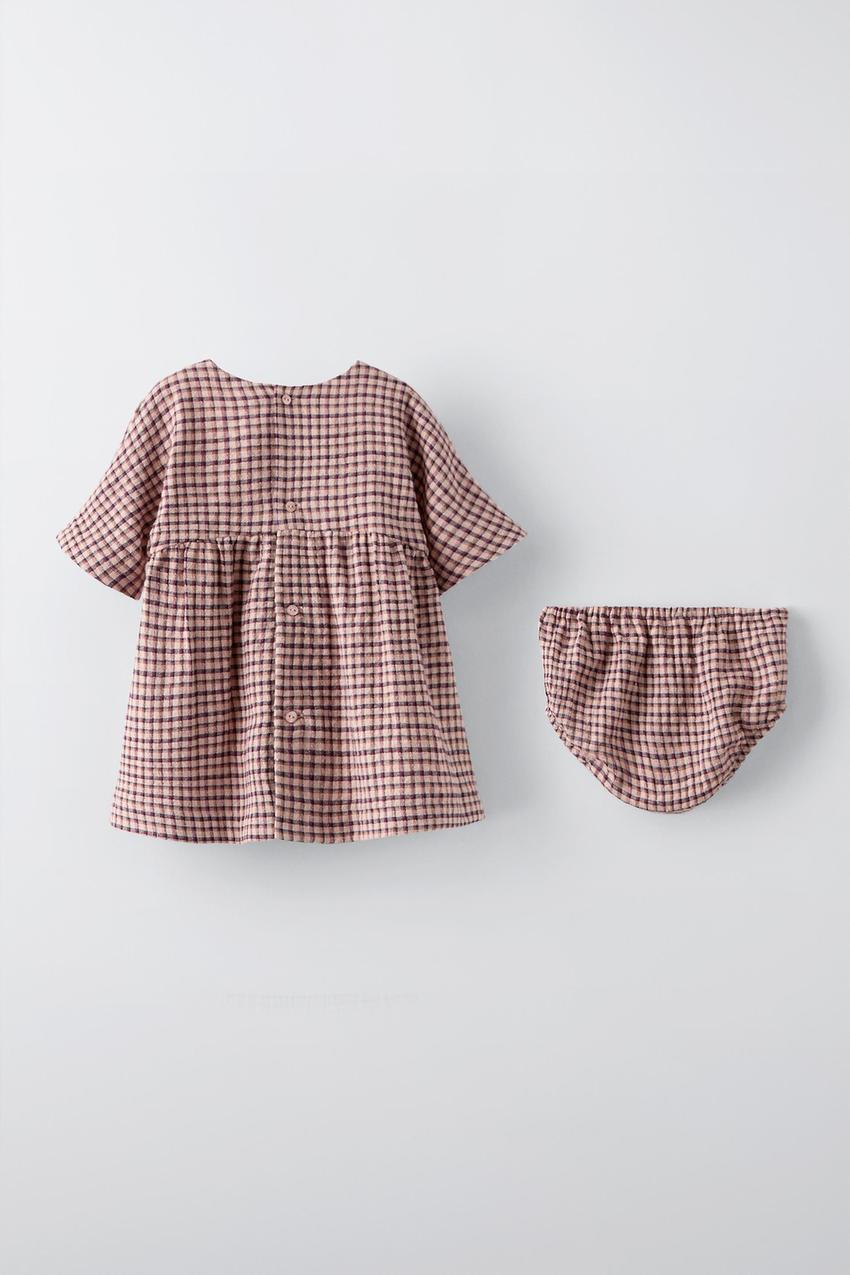 チェック ワンピース - ピンクベージュ | ZARA Japan / 日本
