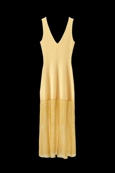 KOMBINIERTES STRICKKLEID MIT RIPPENSTRUKTUR - Gelb von Zara - Bild 0