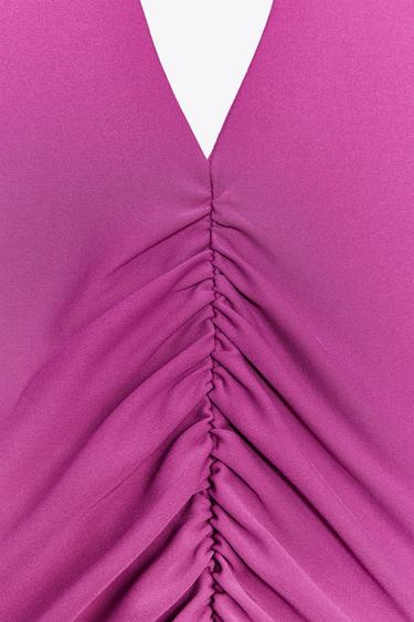 ROBE HALTER À PLIS - Violet de Zara - Image 6