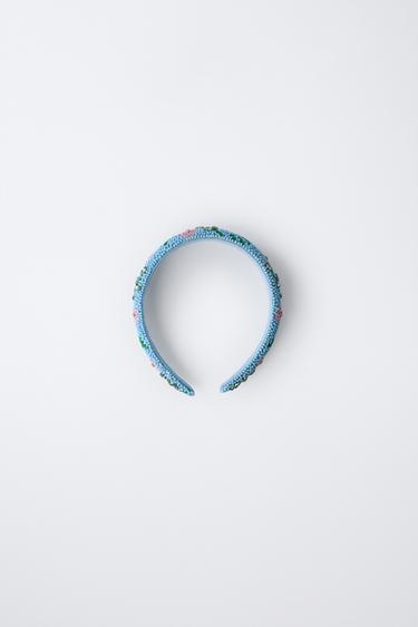 BEADED FLOWER HEADBAND - Light blue by Zara - Image 2