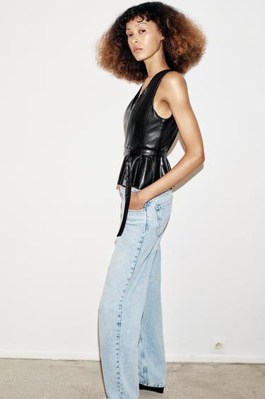 FAUX LEATHER BELTED TOP - Black by Zara - Image 2