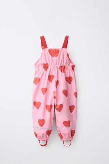 BEDRUCKTE GUMMIERTE LATZHOSE MIT FLEECEFUTTER, WASSERABWEISEND - Rosa von Zara