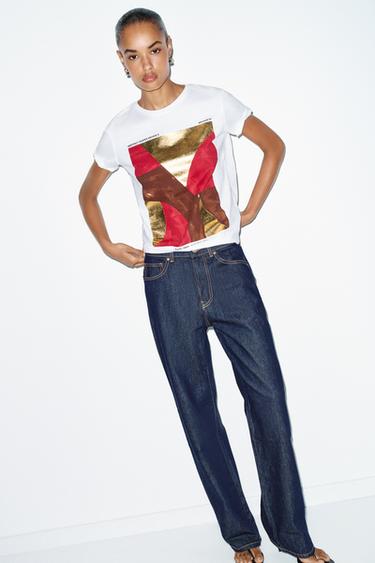 KAMISETA ESTANPATU METALIZATUA - Zuria, Zara-rena