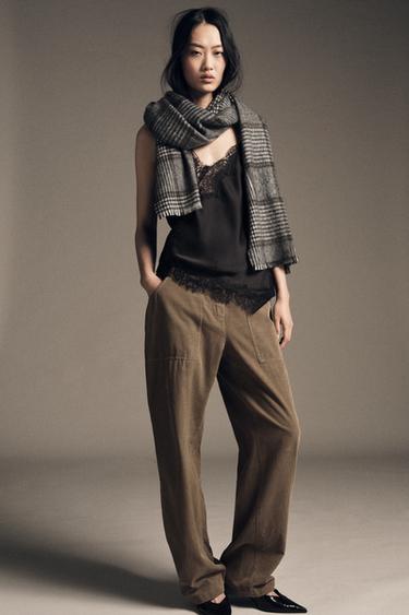 CHECK SCARF - Grey by Zara - Image 4