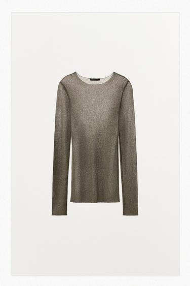 تيشيرت بخيط معدني - ذهبي by Zara