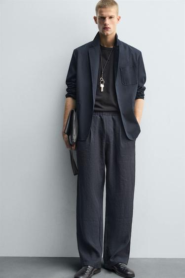FLOWING PLEATED TROUSERS - Navy blue by Zara - Image 4