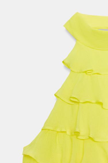 TOP GEORGETTE À ENCOLURE AMÉRICAINE - Jaune citron de Zara - Image 6