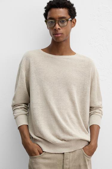 LIGHTWEIGHT LINEN SWEATER - Beige marl by Zara - Image 4