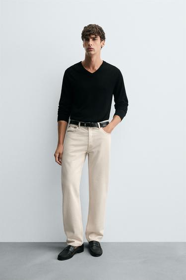 REGULAR STRAIGHT-LEG JEANS - Ecru by Zara