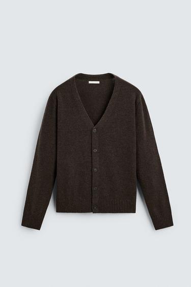 WOOL CARDIGAN - Brown by Zara