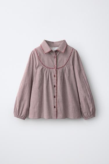 CHECK STITCH SHIRT — Bordeaux / Ecru 1