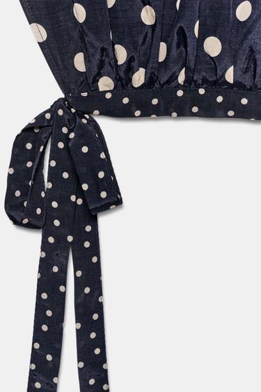 PANTALON BOUFFANT À POIS ZW COLLECTION - Bleu marine de Zara - Image 3