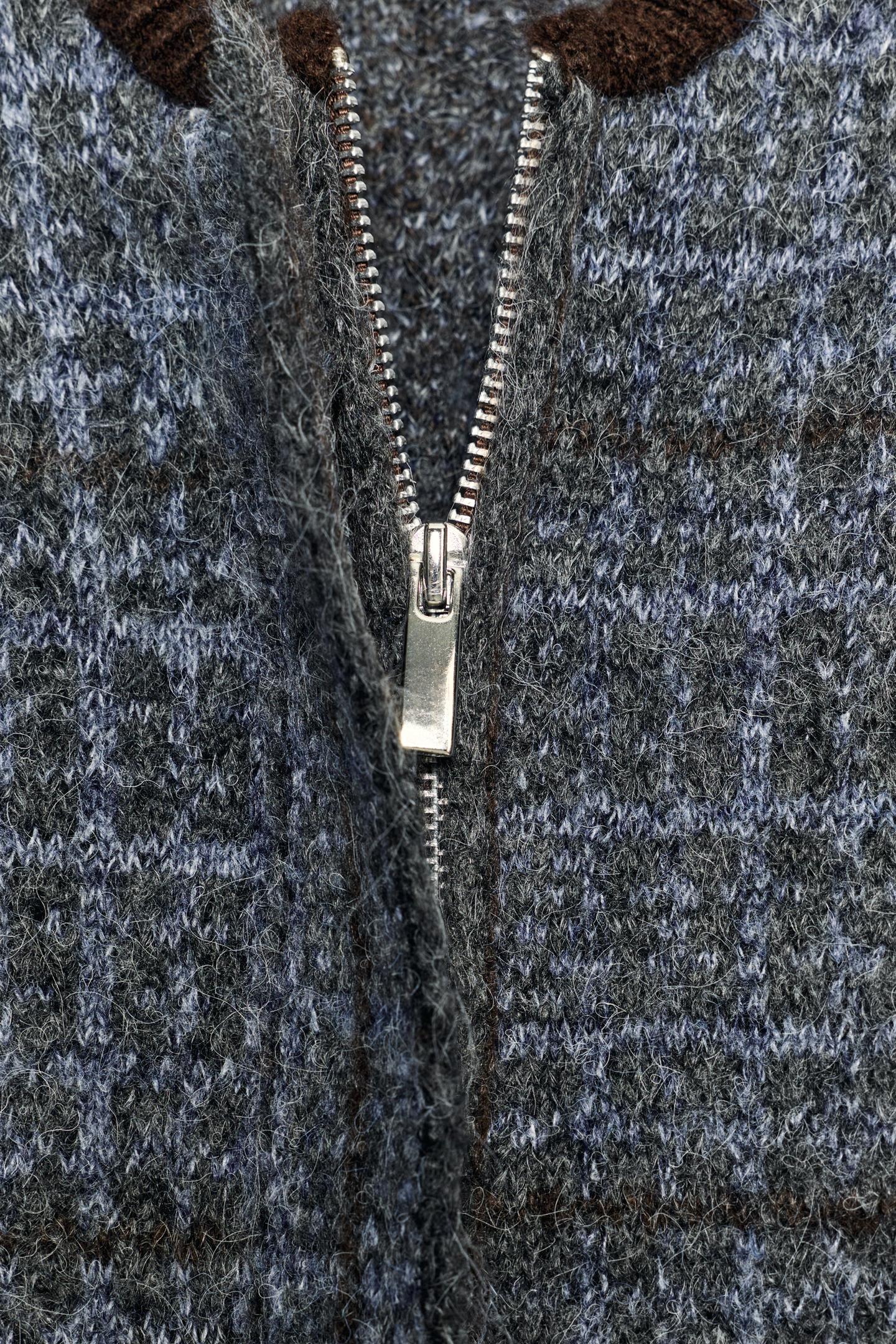 Женская куртка Zara Checked Knit Bomber, цвет: Разноцветный — фото 9