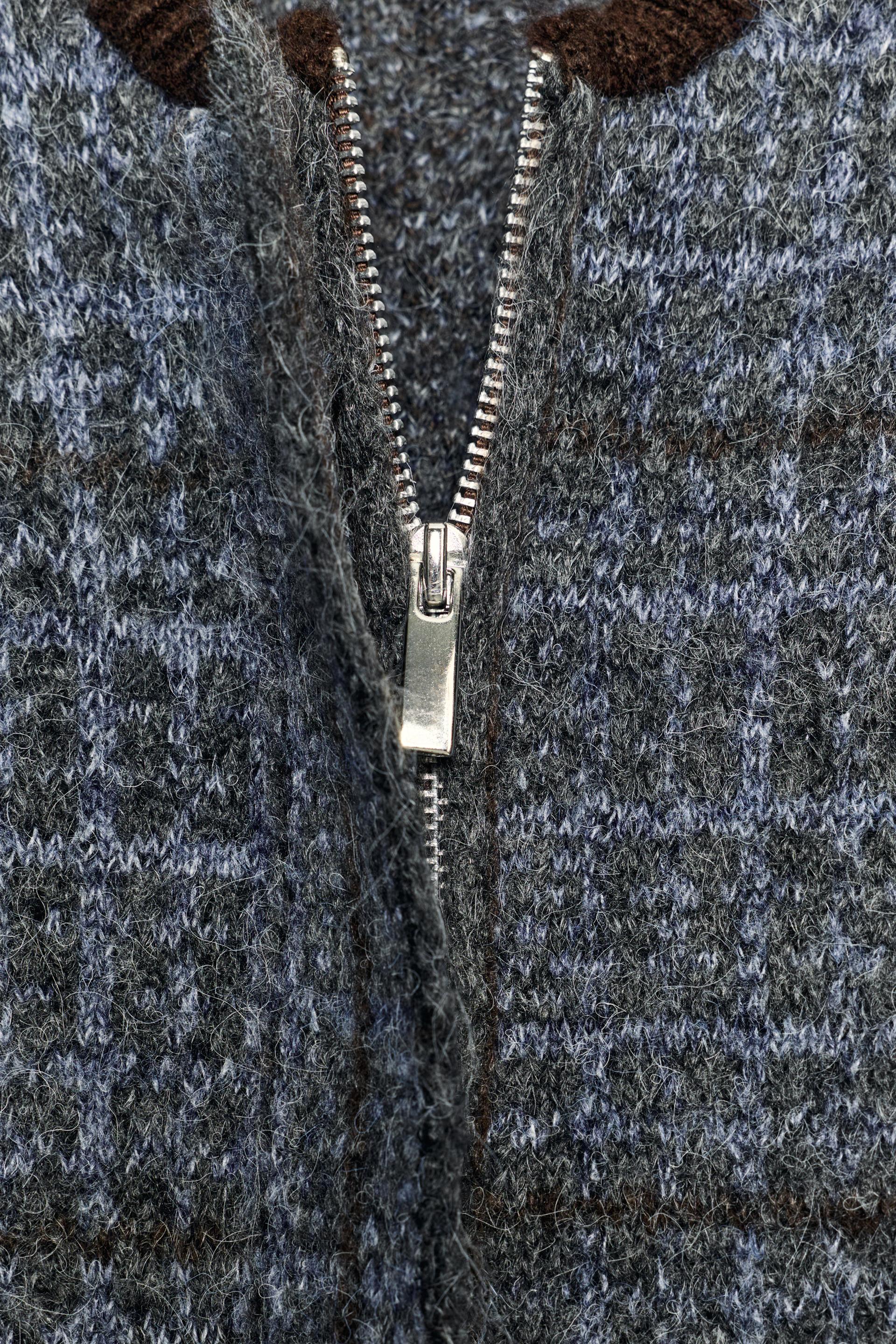 CHECKED KNIT BOMBER JACKET thumbnail 9