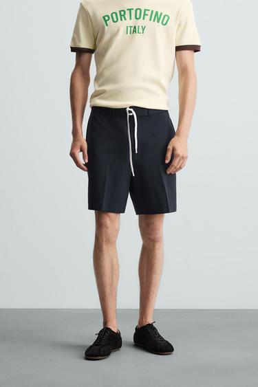 BERMUDA REGULAR FIT CORDÓN - Marino de Zara