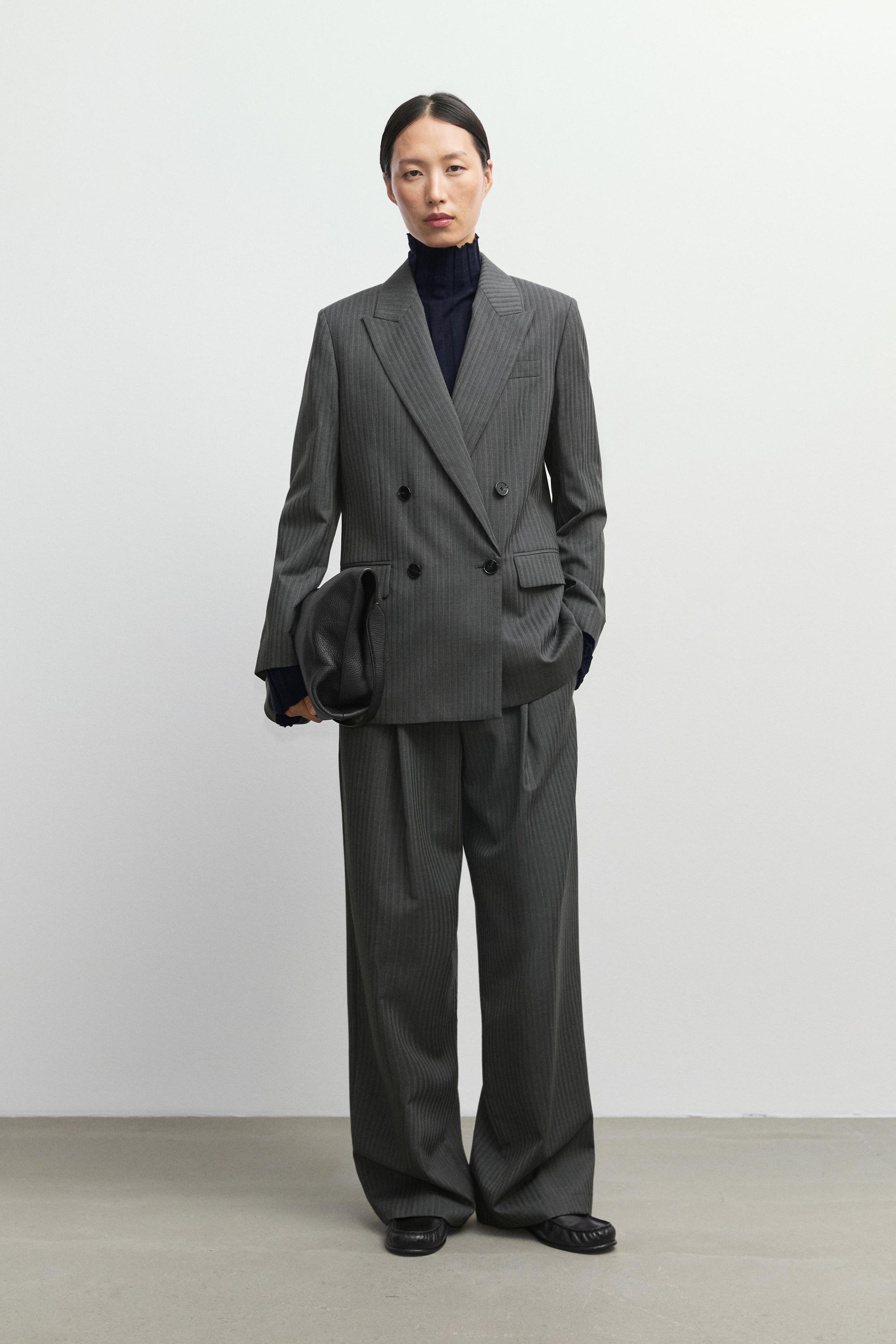 Pinstripe cool wool blend suit blazer