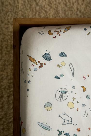 KIDS' SPACE FITTED SHEET - Ecru / Blue by Zara - Image 6