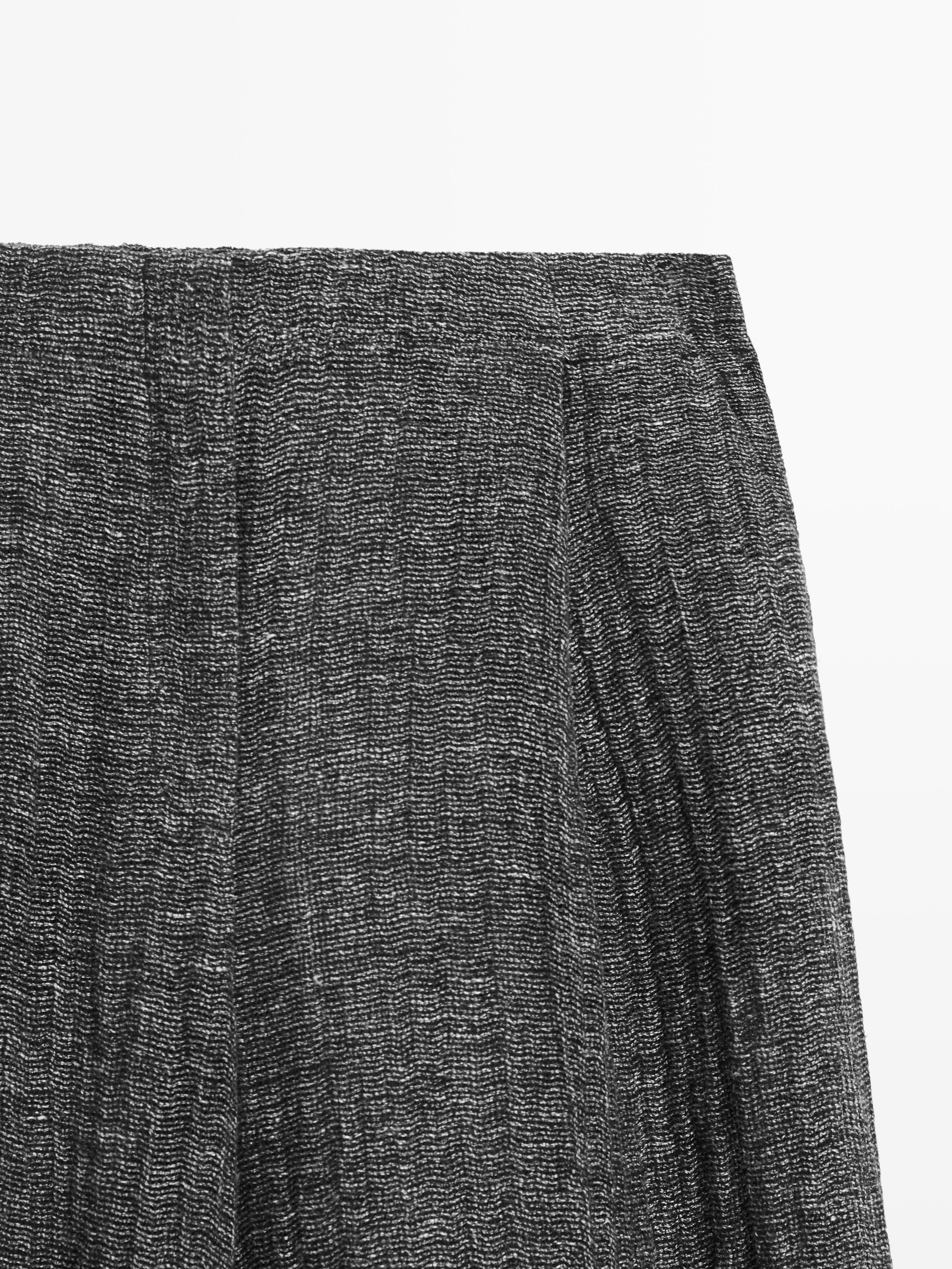 Pantalon à pinces total look en lin mélangé