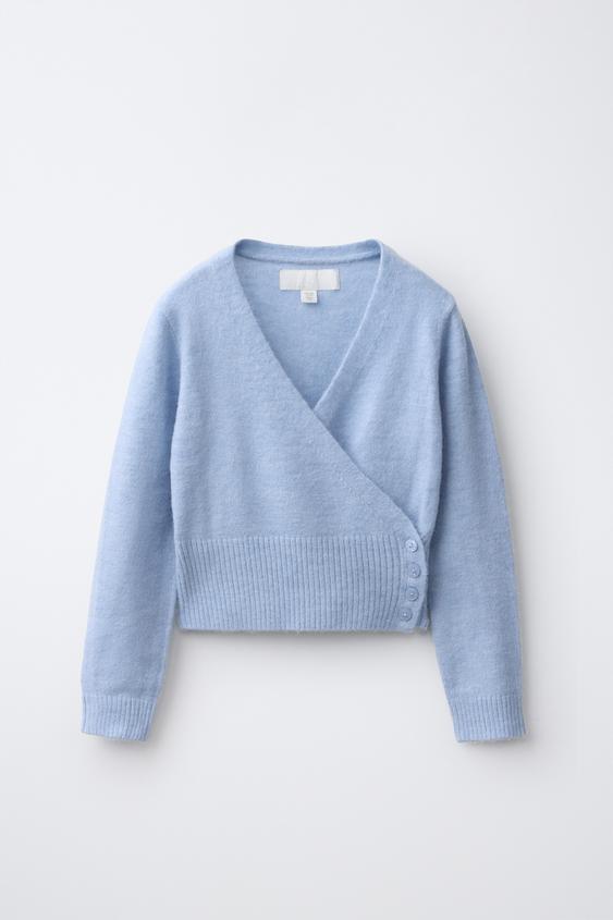 ÁO KHOÁC DỆT KIM VẠT CHÉO - Màu xanh da trời từ Zara - Hình ảnh 0