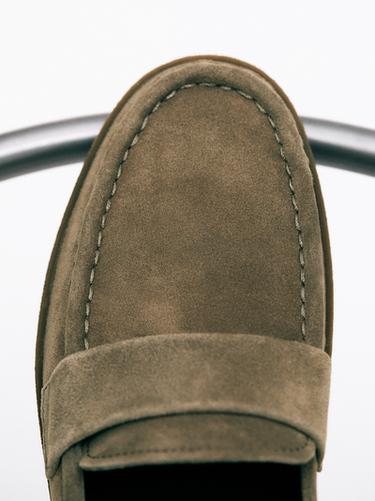 Zara Split leather loafers with caramel sole - Sandy Brown