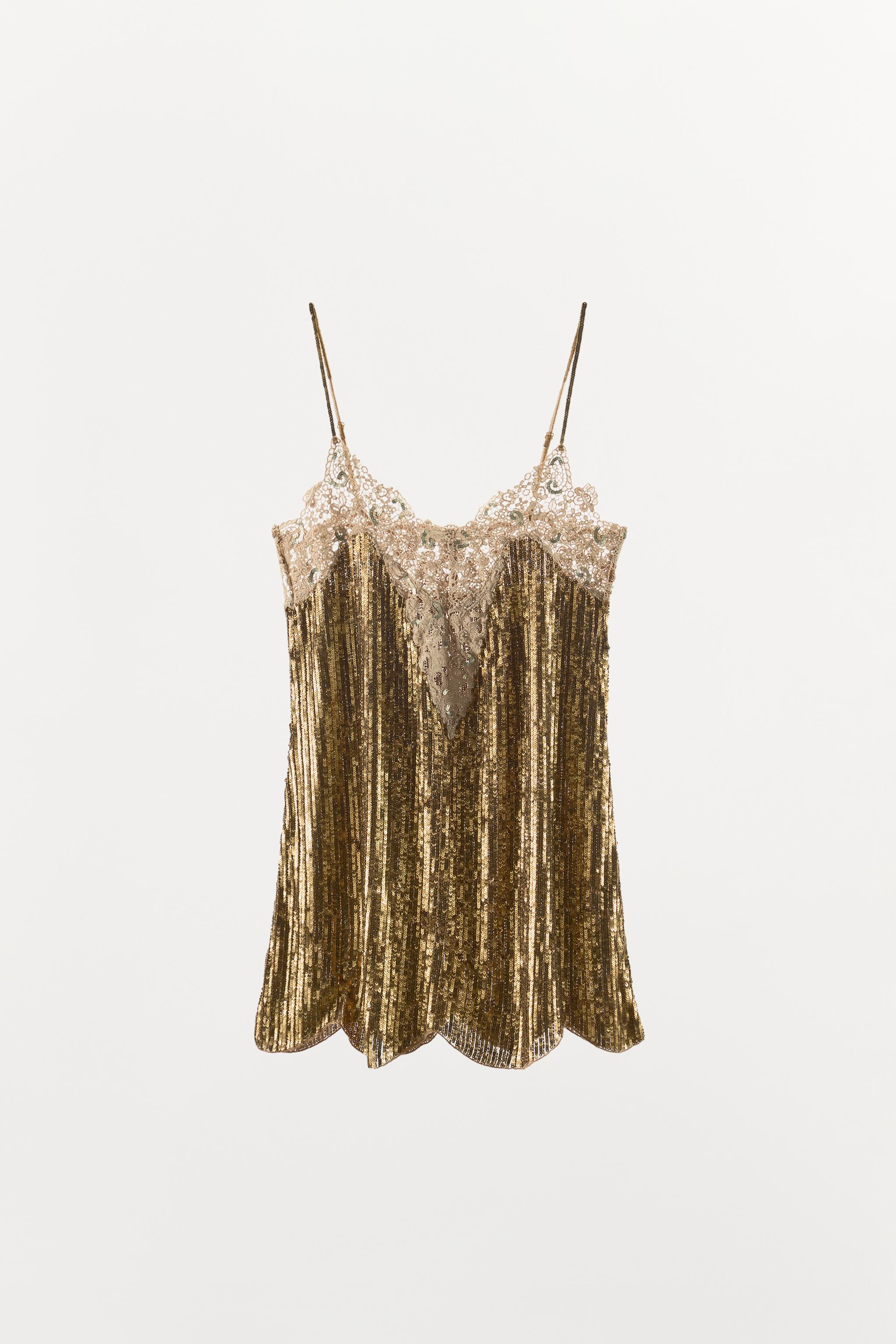 SEQUIN LACE MINI DRESS
