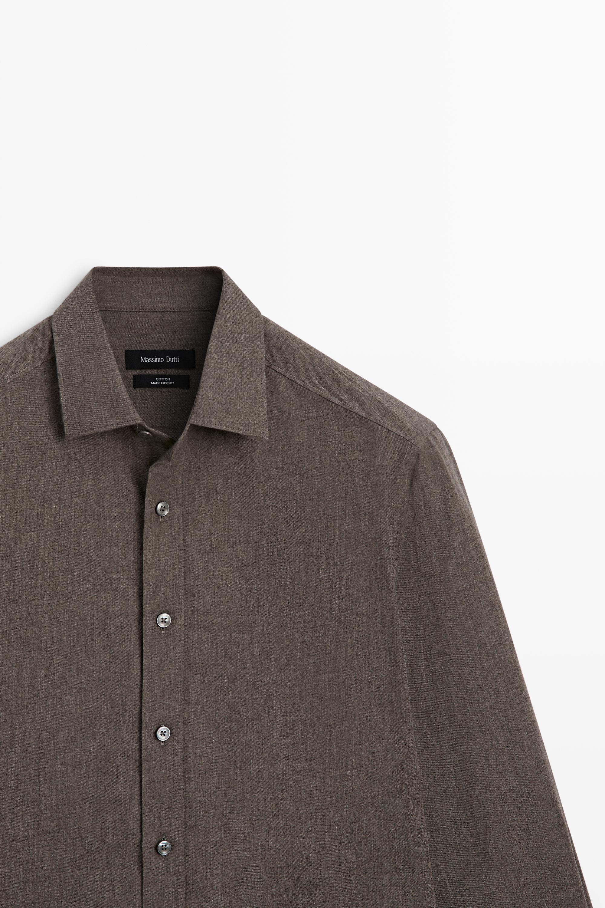 100% cotton melange twill regular fit shirt