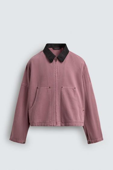 ÁO KHOÁC CỔ PHỐI MÀU TƯƠNG PHẢN - Màu hồng từ Zara