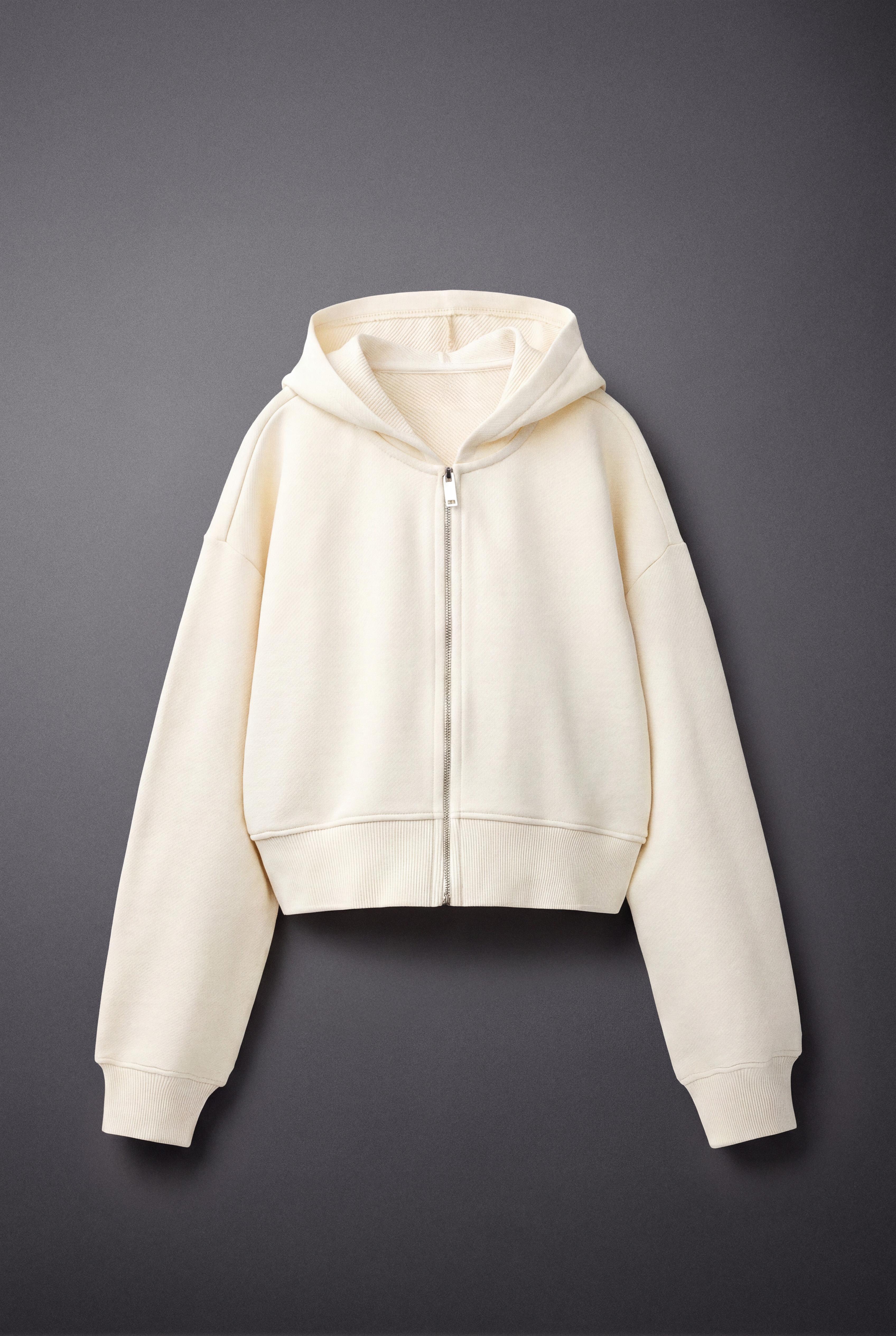 CROPPED HOODIE — Ecru
