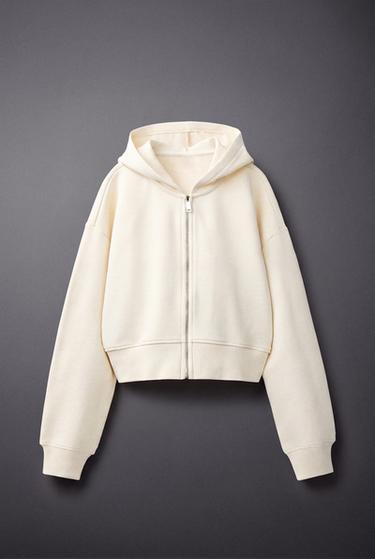 SWEAT ZIPPÉ COURT - Écru de Zara