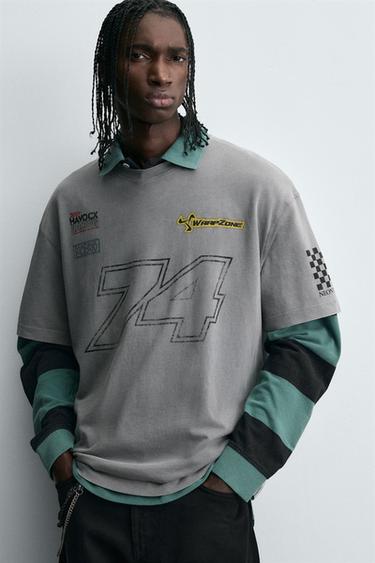 TRICOU CU GRAFICĂ MOTOR - Gri antracit de la Zara