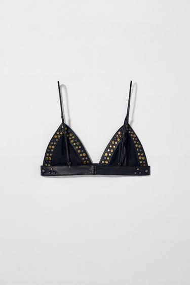 LEATHER STUDDED BRA KATE MOSS X ZARA - Black by Zara - Image 2