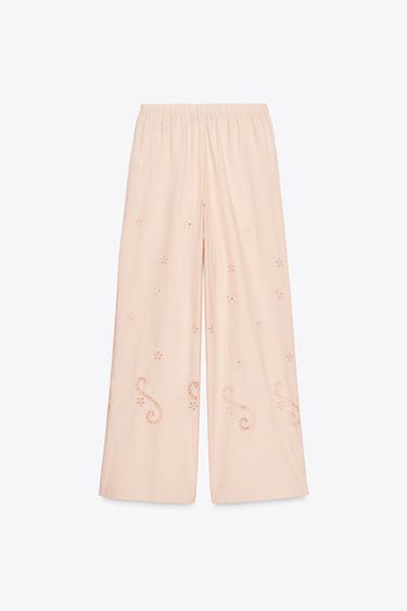 PANTALON DE PYJAMA BRODÉ - Rose pâle de Zara - Image 4