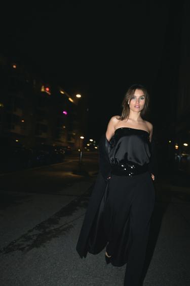 PANTALÓN BALLOON PLIEGUES - Negro de Zara