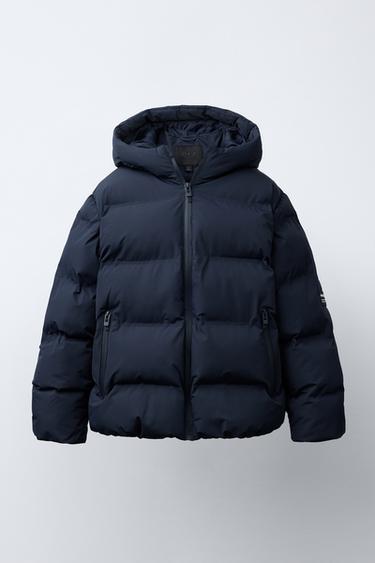 WATER-REPELLENT LABELLED PADDED COAT - Navy blue by Zara