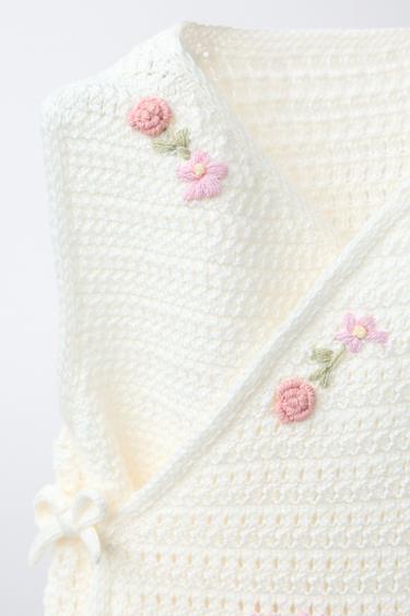 BODY EN MAILLE À FLEURS BRODÉES - Écru de Zara - Image 2