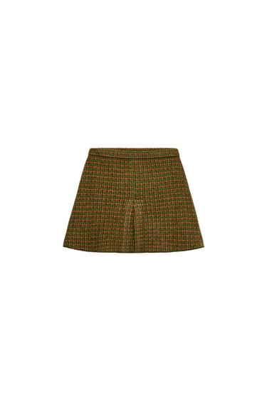 CHECK KNIT MINI SKIRT - Greens by Zara